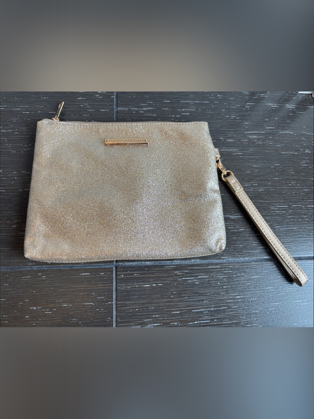 Poppy & Peonies Gold Glitter Wristlet Clutch
